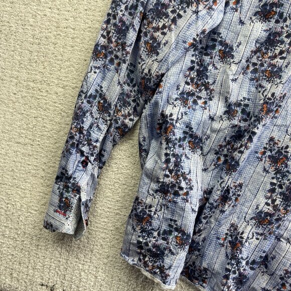 7 Downie St. Blue Floral AOP Long Sleeve Button-down Men’s Shirt Sz 7 Preppy - Picture 14 of 15